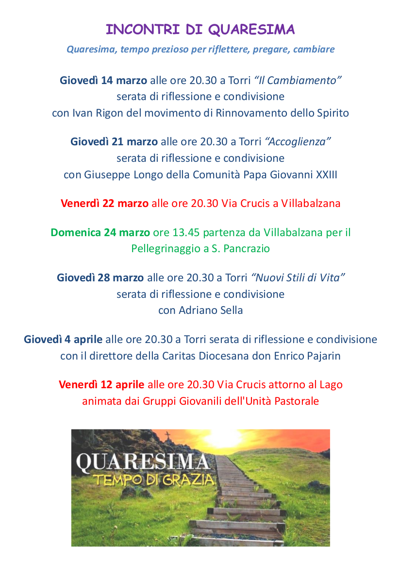 Incontri di Quaresima 2019